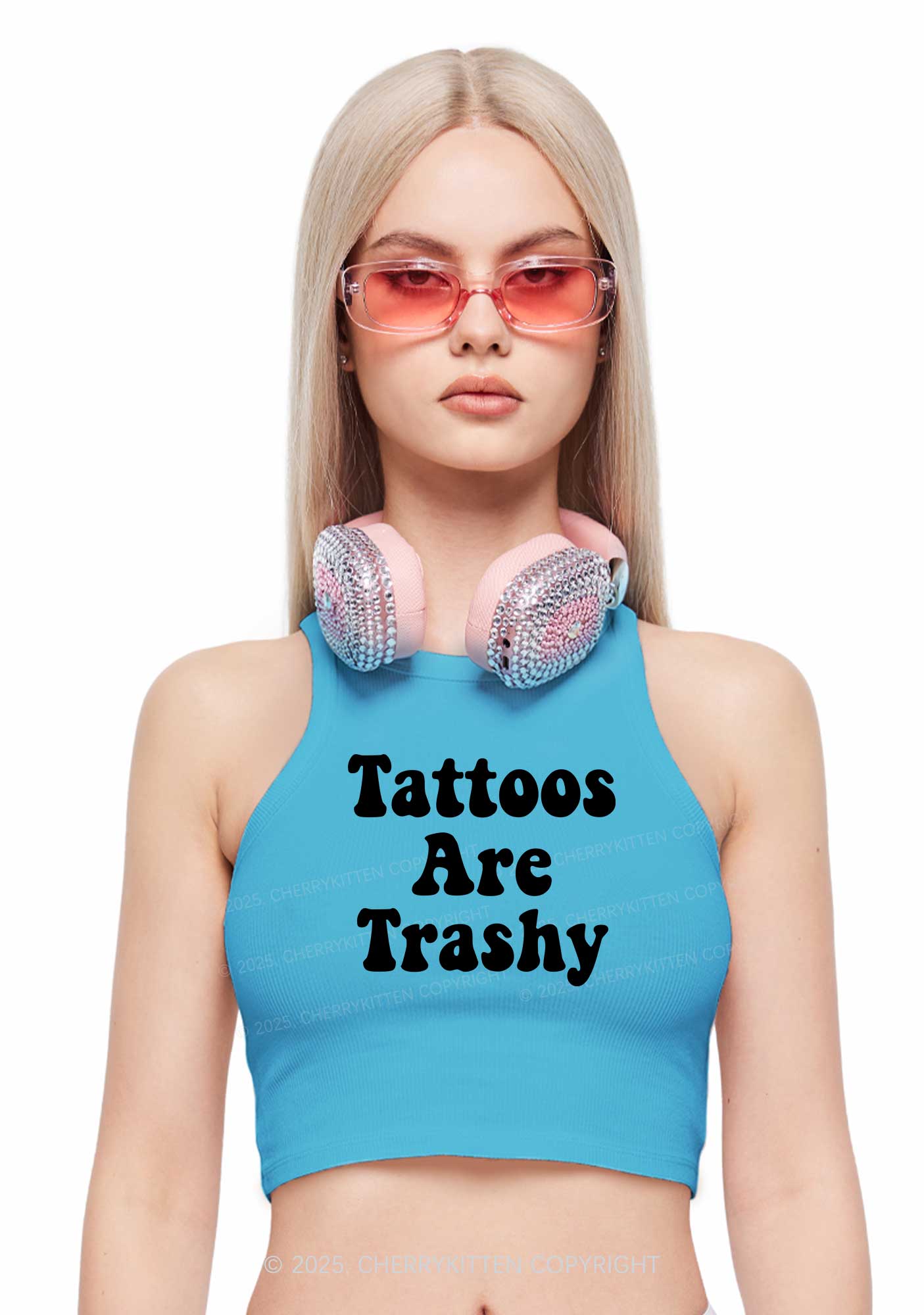 Tattoos Are Trashy Y2K Crop Tank Top Cherrykitten