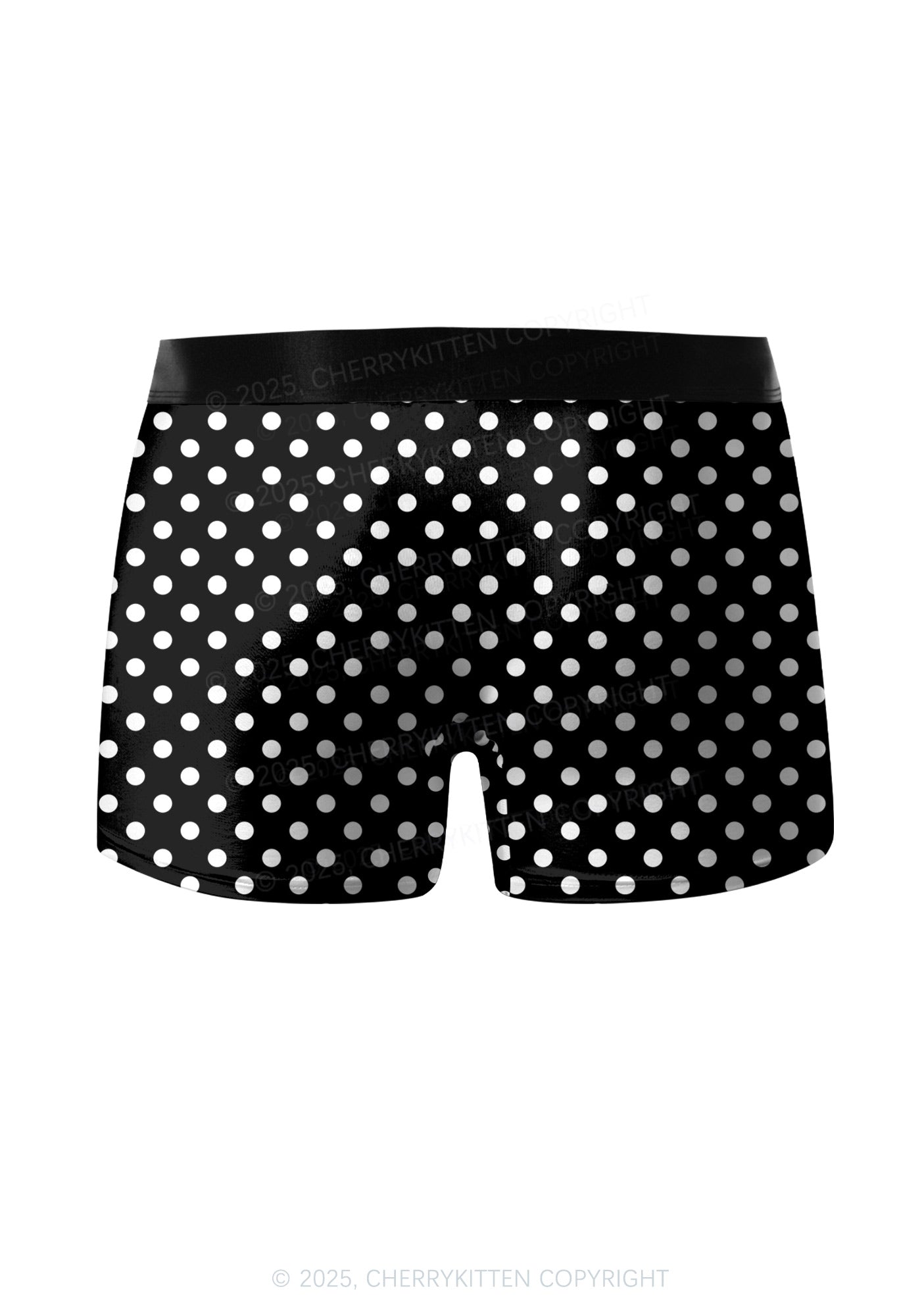 White Polka Dots On Black Valentine's Day Y2K Print Couples Boxer Thong Set Cherrykitten