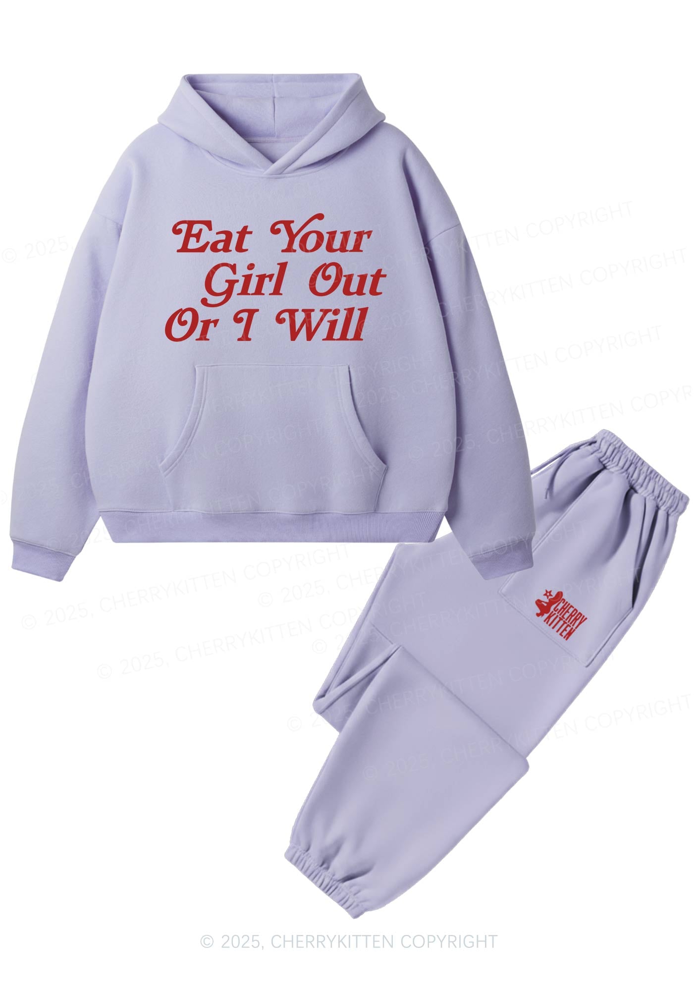 Eat Your Girl Out Pride Y2K Fleece Hoodie Set Cherrykitten