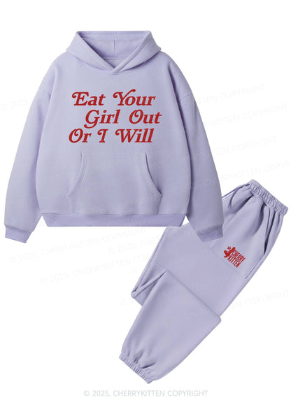 Eat Your Girl Out Pride Y2K Fleece Hoodie Set Cherrykitten