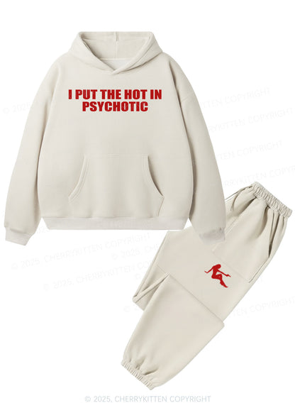 I Put The Hot In Psychotic Y2K Fleece Hoodie Set Cherrykitten