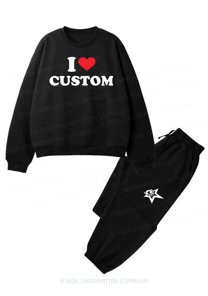 I Love Custom Personalized Y2K Fleece Sweatshirts Set Cherrykitten