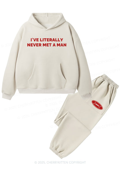 Never Met A Man Pride Y2K Fleece Hoodie Set Cherrykitten