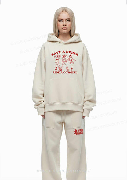 Ride A Cowgirl Y2K Fleece Hoodie Set Cherrykitten