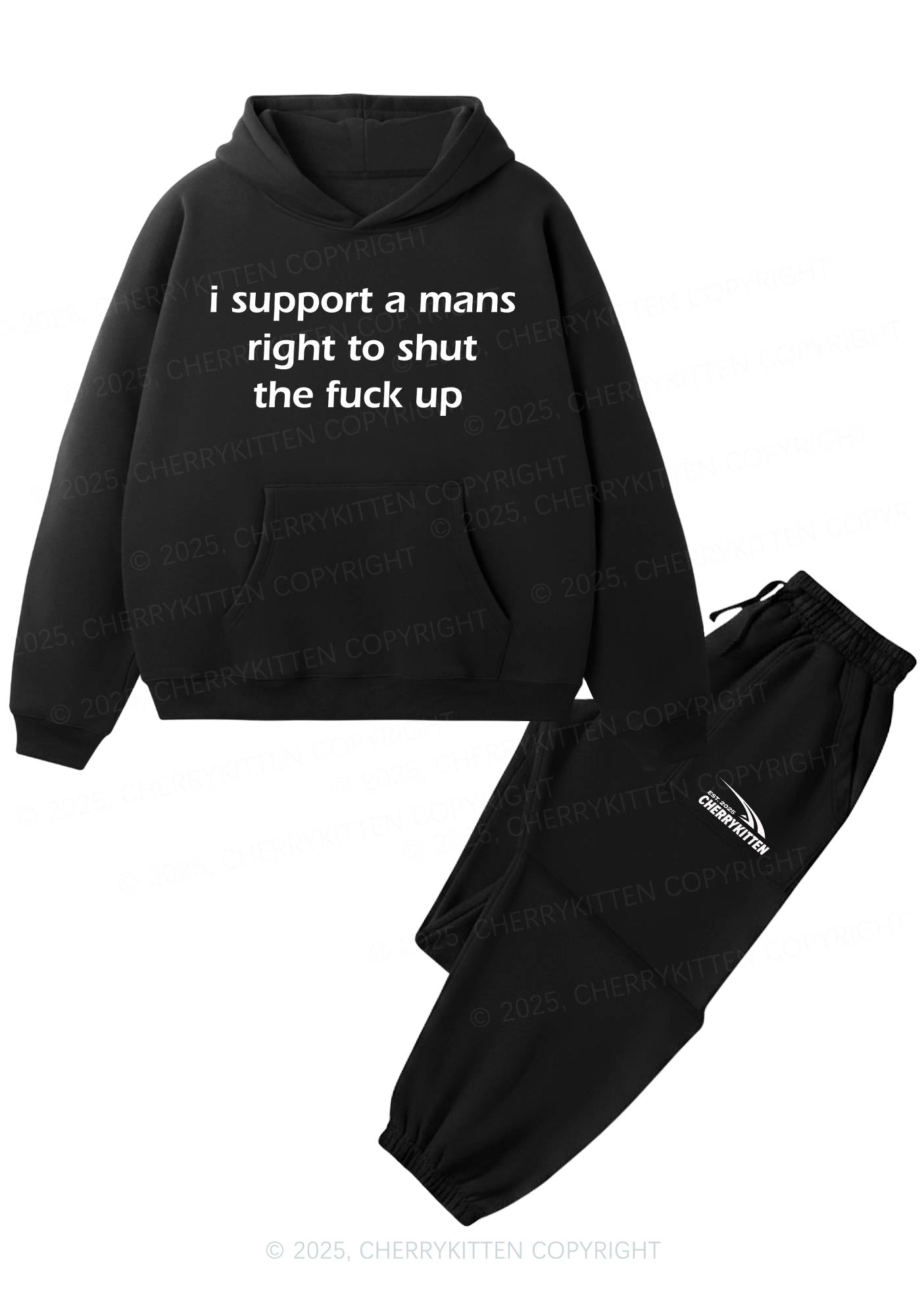 I Support A Mans Right Y2K Fleece Hoodie Set Cherrykitten
