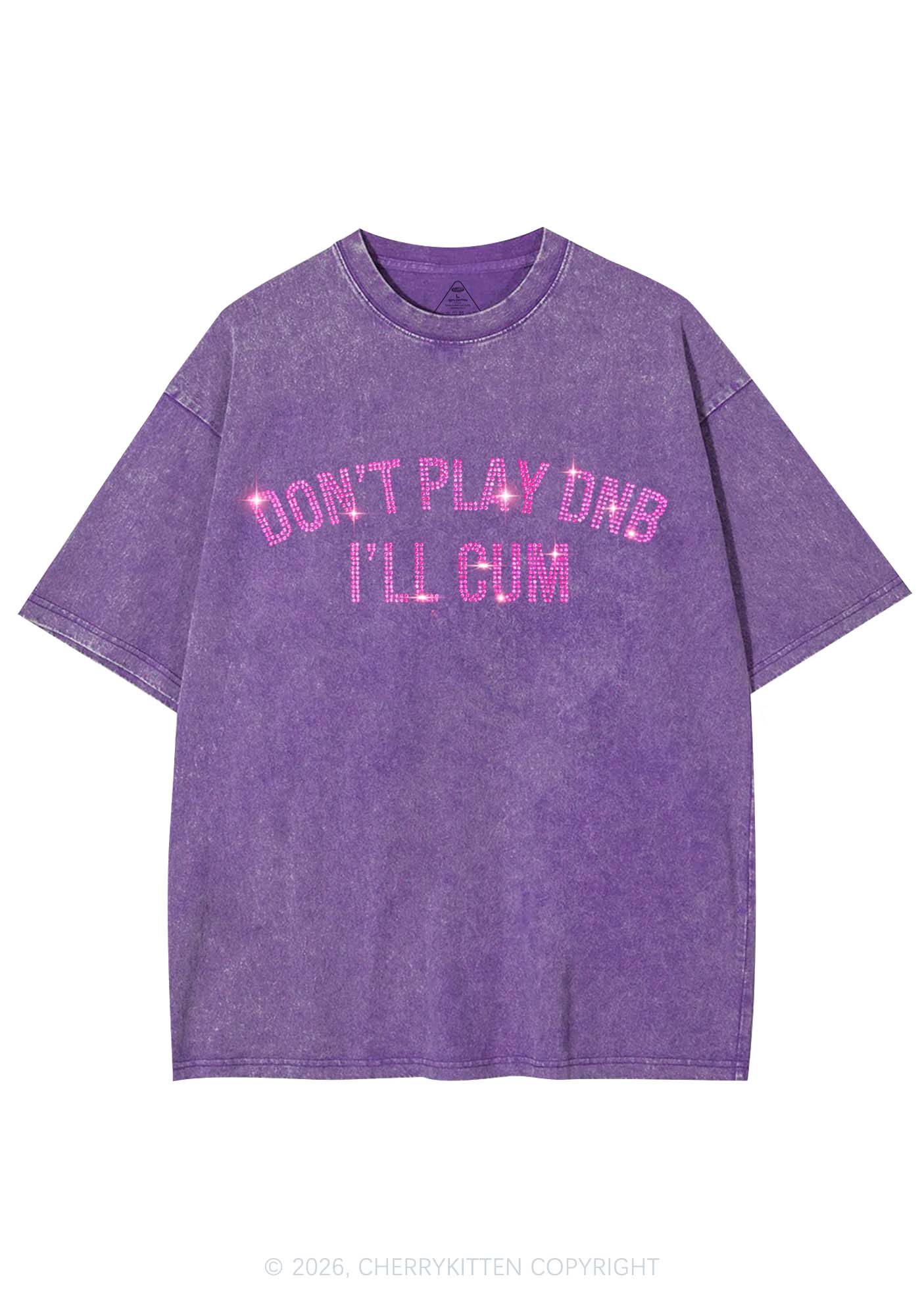 Rhinestone Dont Play DNB Y2K Shirts Washed Tee Cherrykitten