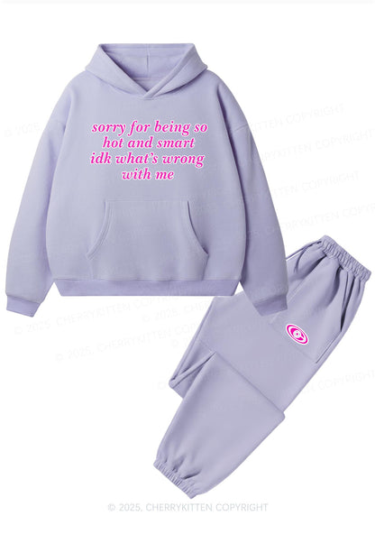 Sorry For Being So Smart Y2K Fleece Hoodie Set Cherrykitten