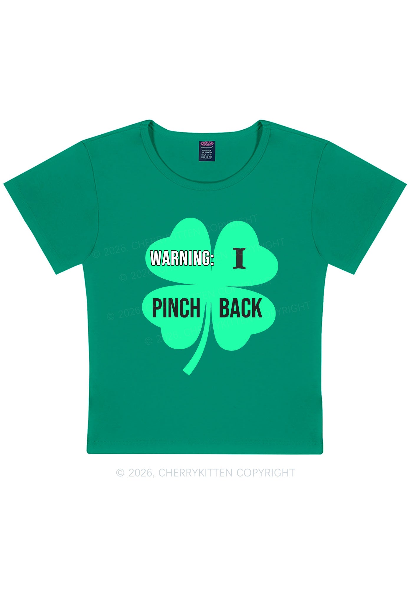 I Pinch Back St Patricks Y2K Baby Tee Cherrykitten