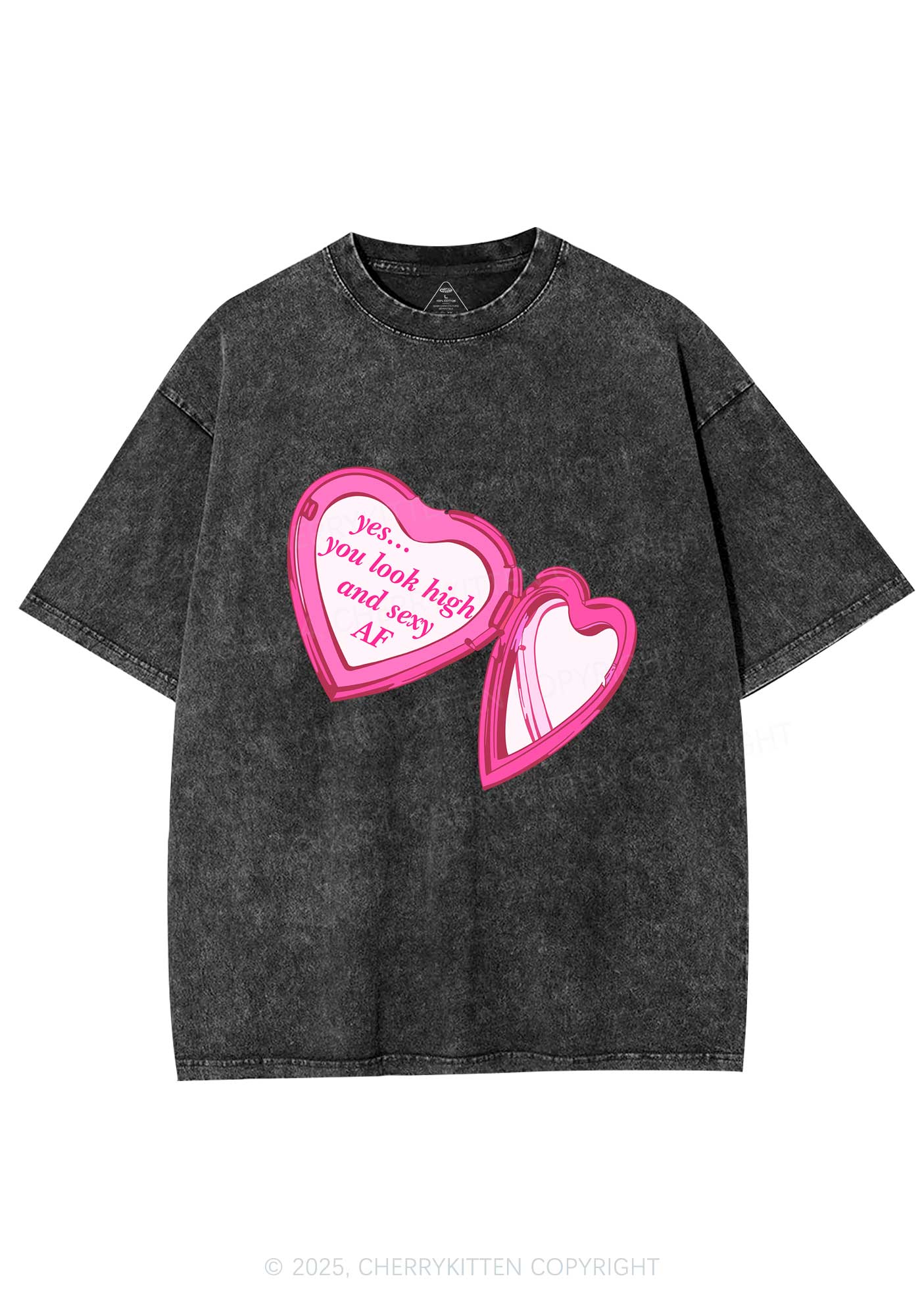 Yes You Look High Y2K Shirts Washed Tee Cherrykitten