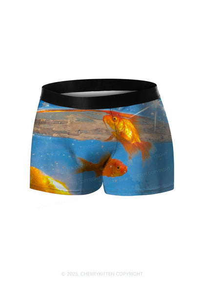 Underwater Goldfish Y2K Print Men Boxer Briefs Cherrykitten