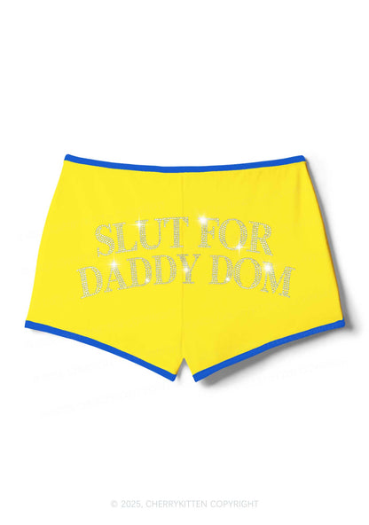 Rhinestone Slxt For Daddy Dom Y2K Booty Shorts Cherrykitten