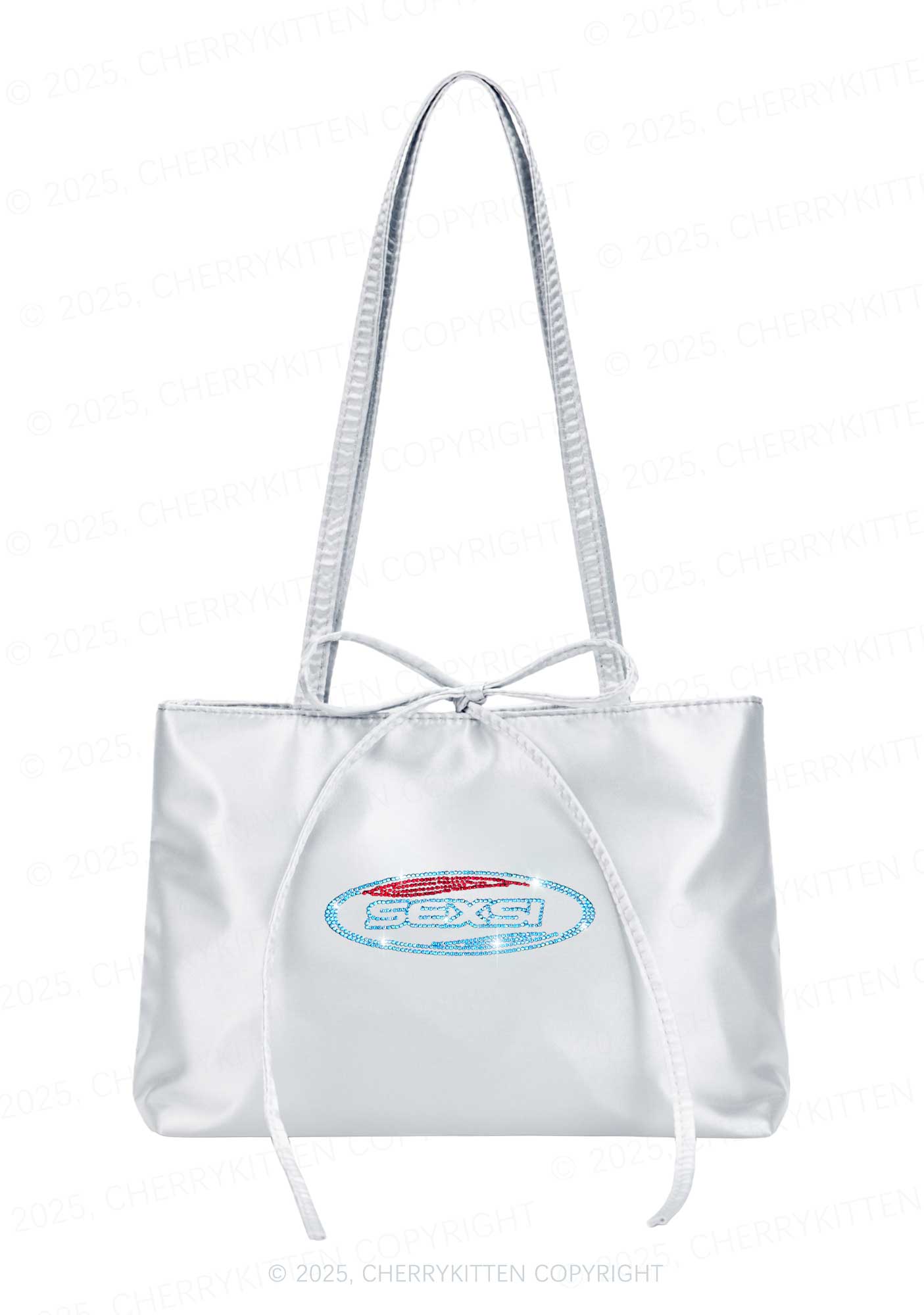 Rhinestone Sexsi Slogan Y2K Satin Bags Cherrykitten