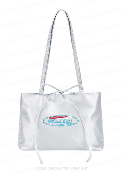 Rhinestone Sexsi Slogan Y2K Satin Bags Cherrykitten
