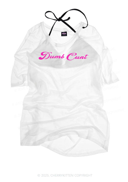 Dumb Cxxt Y2K Sheer Boyfriend Tee Cherrykitten