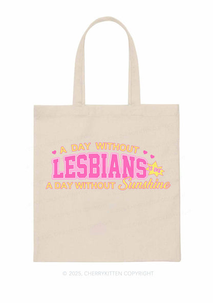 A Day Without Lesbians Pride Y2K Canvas Tote Bag Cherrykitten