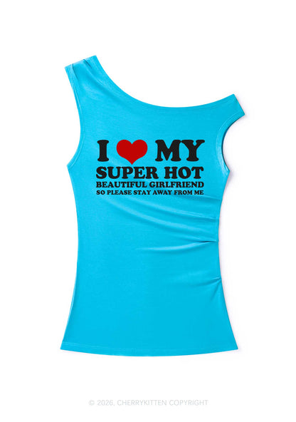 Love My Super Hot GF Valentine's Day Y2K Off Shoulder Tank Top Cherrykitten