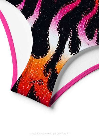 Lesbian Flame Pride Y2K Print Bikini Set Cherrykitten