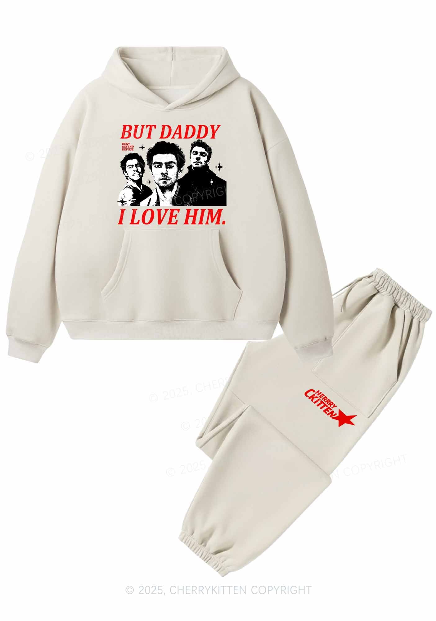 Daddy I Love Luigi Y2K Fleece Hoodie Set Cherrykitten
