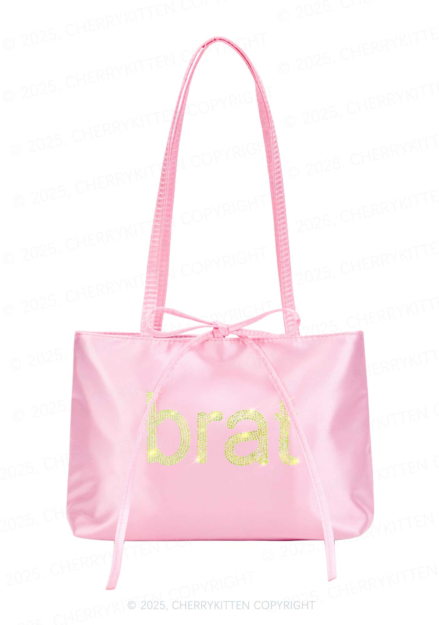 Rhinestone Green Brat Y2K Satin Bags Cherrykitten