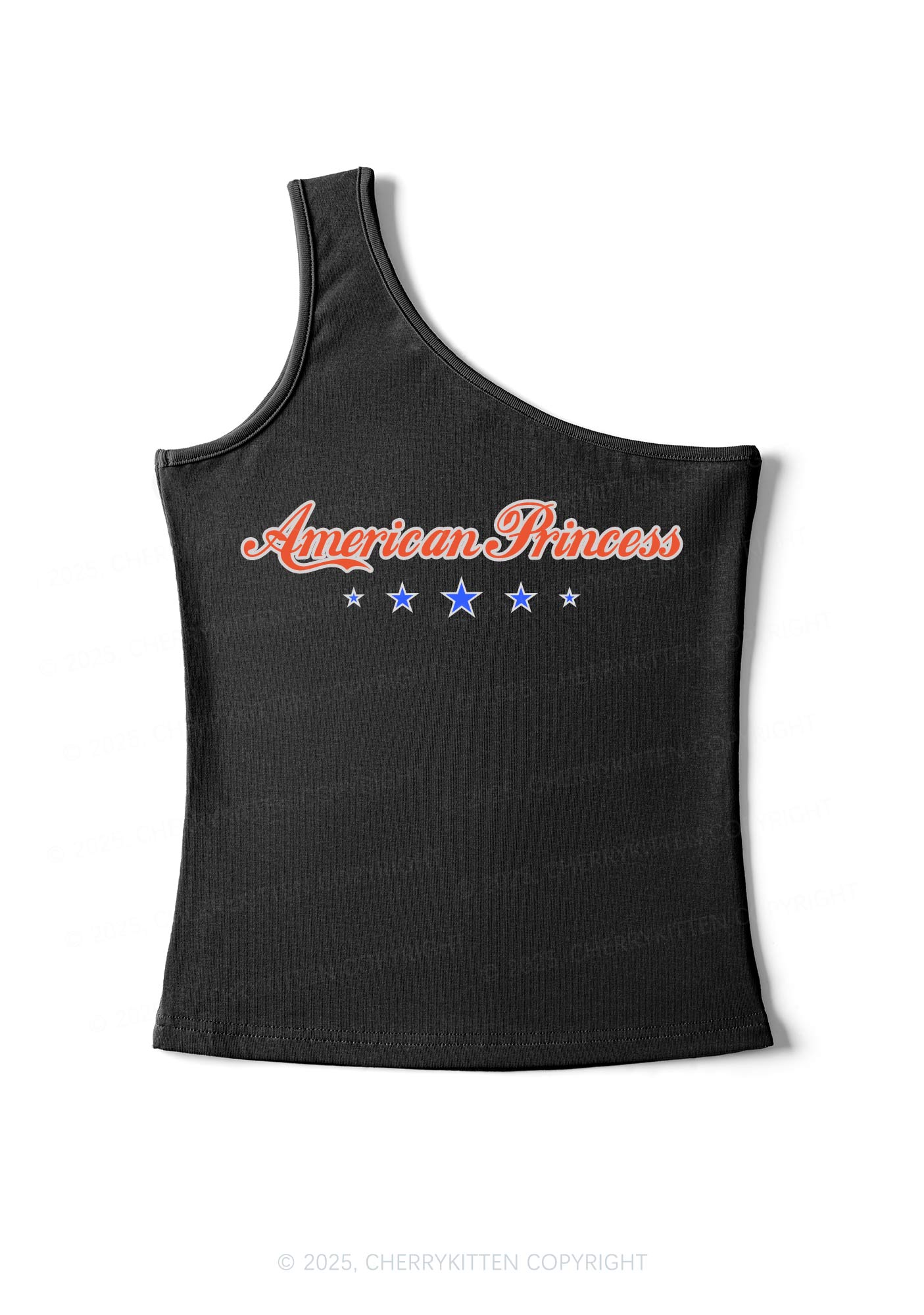 American Princess Y2K One Shoulder Tank Top Cherrykitten