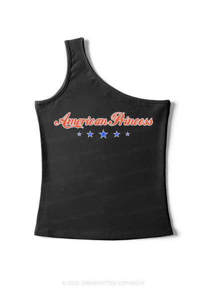 American Princess Y2K One Shoulder Tank Top Cherrykitten