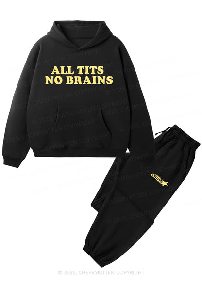 All Txts No Brains Y2K Fleece Hoodie Set Cherrykitten