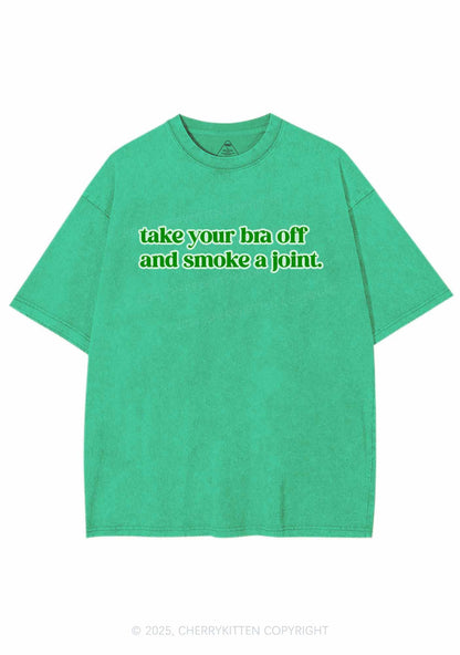 Take Your Bra Off Y2K Washed Tee Cherrykitten