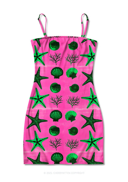 Sea Animals Y2K Print Slip Dress Cherrykitten