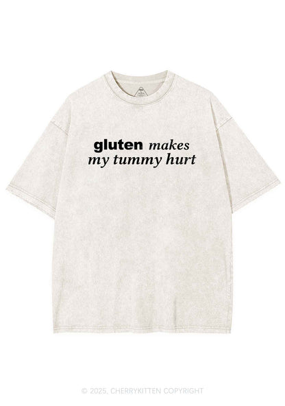 Gluten Makes Tummy Hurt Y2K Shirts Washed Tee Cherrykitten