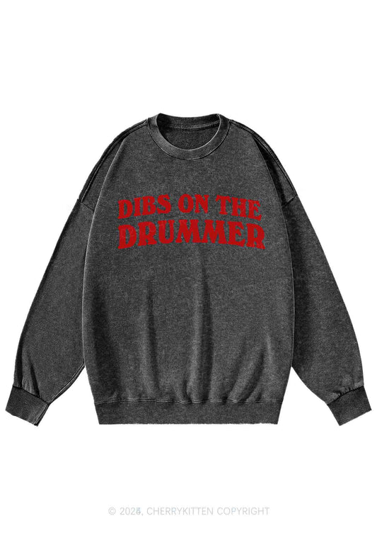 Dibs On The Drummer Y2K Washed Sweatshirts Cherrykitten