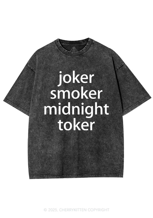 Joker Smoker Midnight Toker Y2K Shirts Washed Tee Cherrykitten