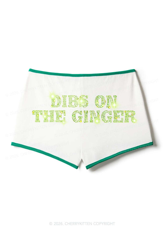 Rhinestone Dibs On The Ginger St Patricks Y2K Booty Shorts Cherrykitten