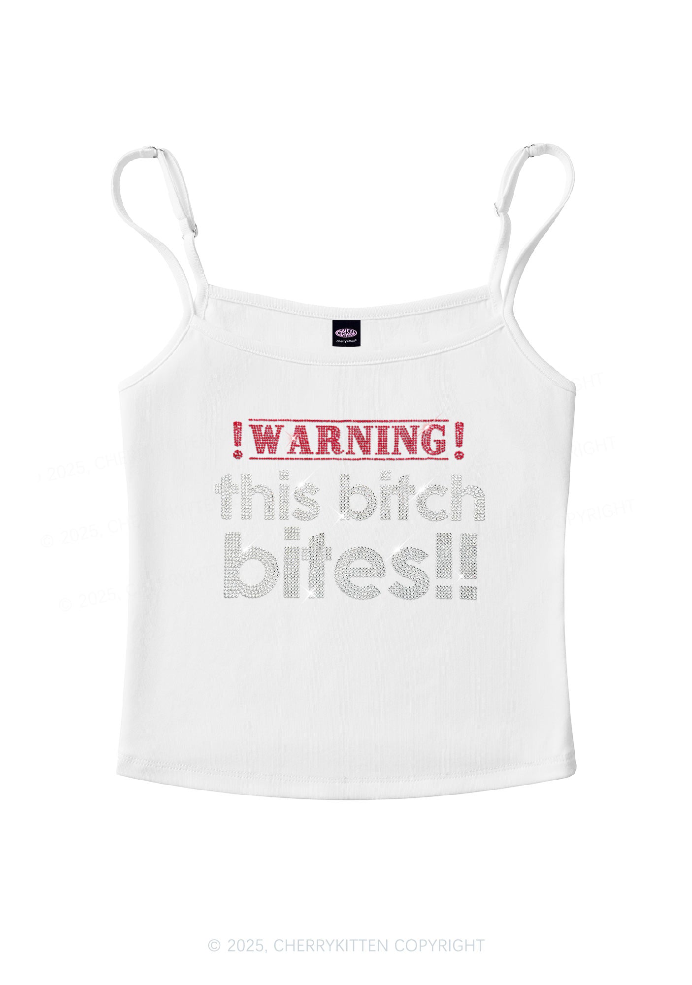 Rhinestone This Bxxch Bites Y2K Spaghetti Strap Cami Cherrykitten