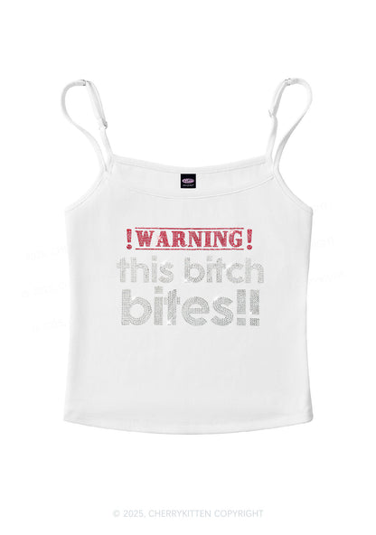 Rhinestone This Bxxch Bites Y2K Spaghetti Strap Cami Cherrykitten