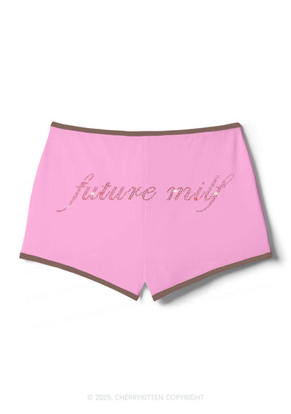 Rhinestone Pink Future Mxxf Y2K Booty Shorts Cherrykitten