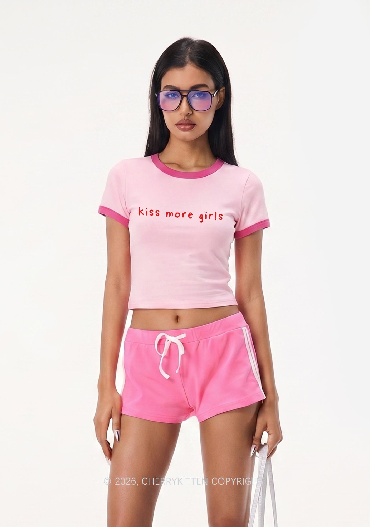 Kiss More Girls Pride Y2K Ringer Tee Cherrykitten