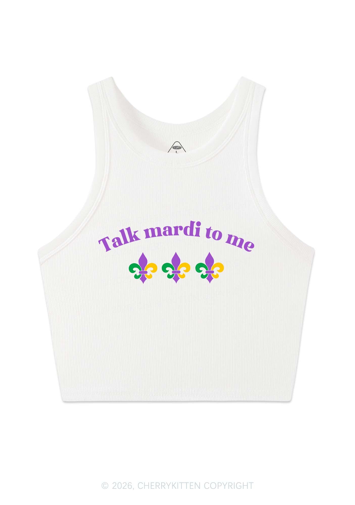 Talk Mardi To Me Y2K Crop Tank Top Cherrykitten
