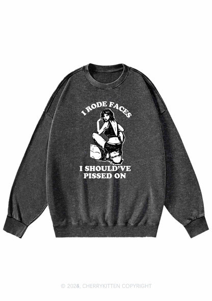 I Rode Faces Y2K Washed Sweatshirts Cherrykitten