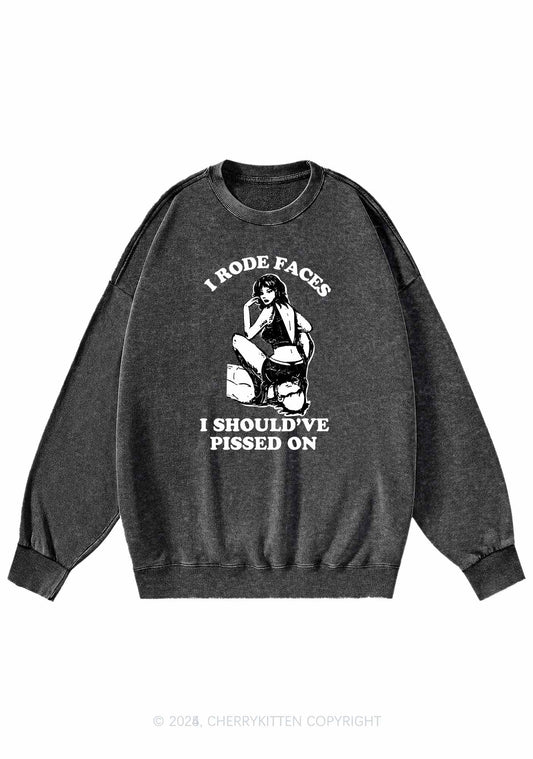 I Rode Faces Y2K Washed Sweatshirts Cherrykitten