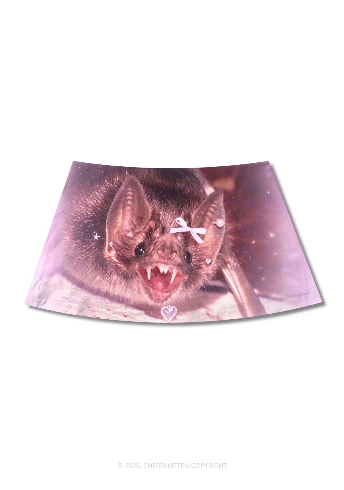 Halloween Pink Bow Bat Y2K Print Mini Skirt Cherrykitten