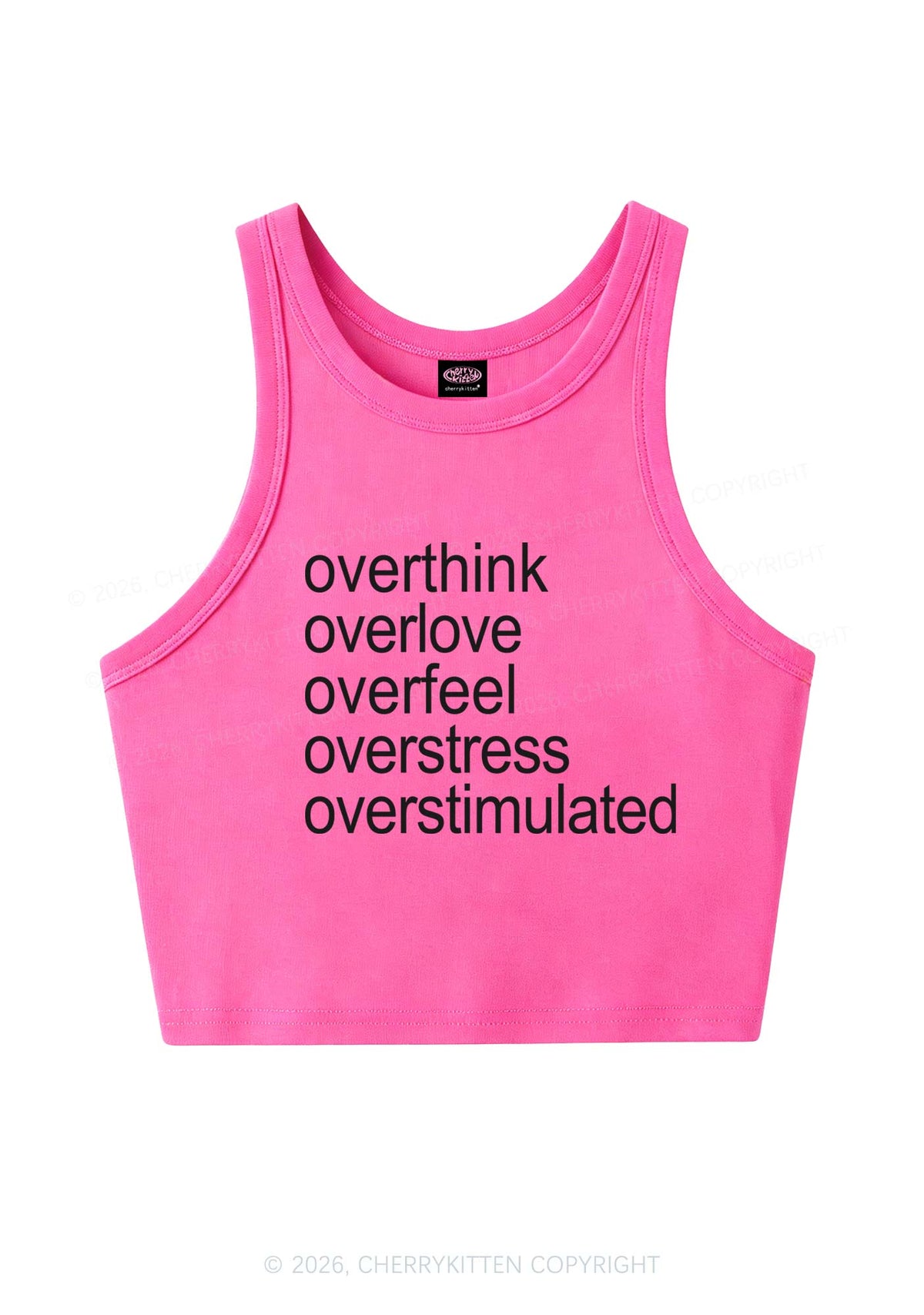 Overstimulated Slogan Y2K Crop Tank Top Cherrykitten