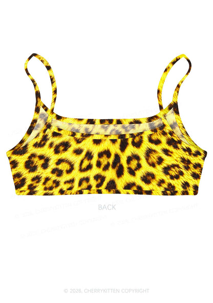 Yellow Leopard Y2K Print Super Crop Cami Cherrykitten