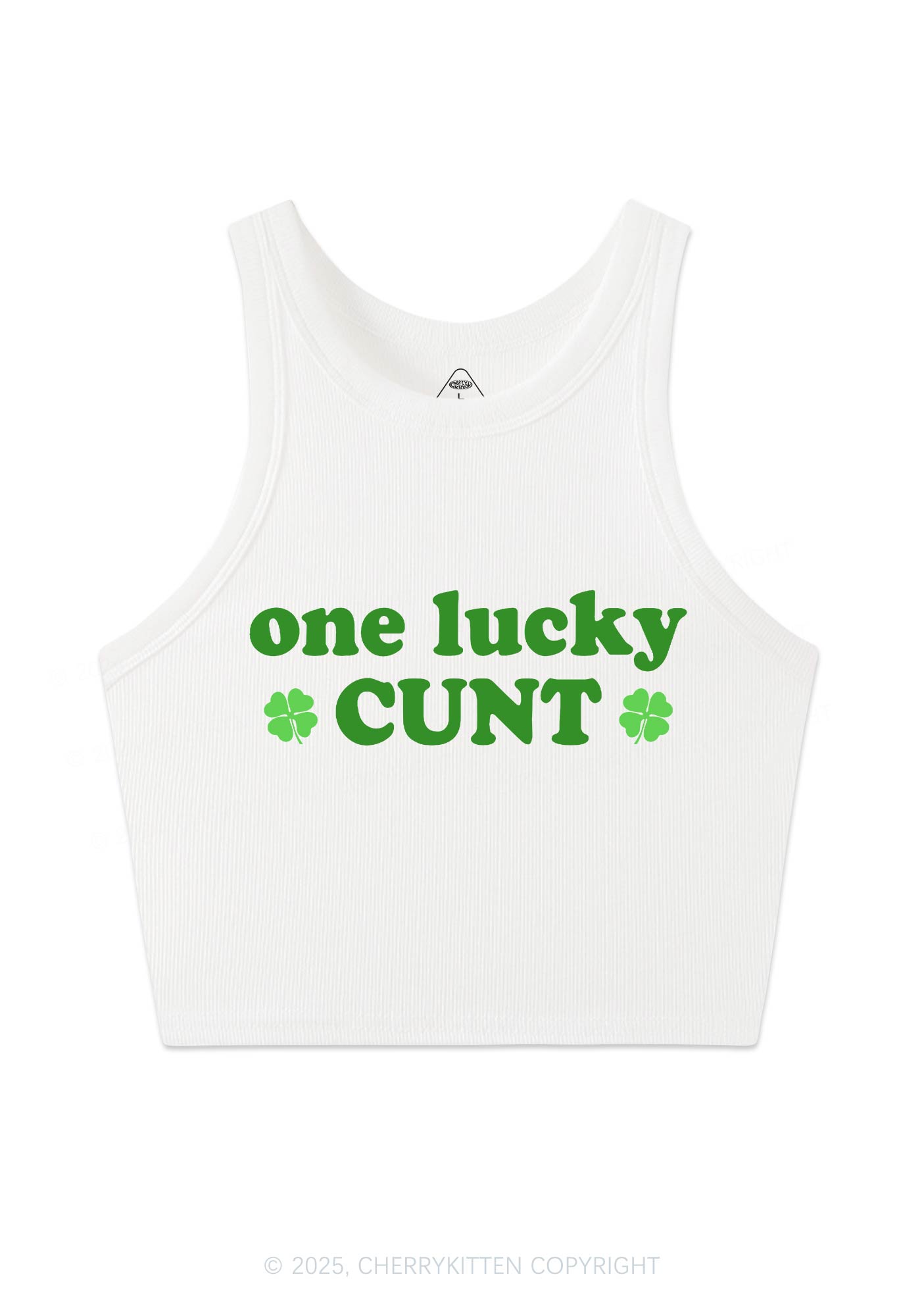 One Lucky Cxxt St Patricks Y2K Crop Tank Top Cherrykitten