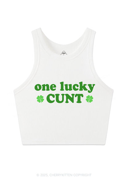 One Lucky Cxxt St Patricks Y2K Crop Tank Top Cherrykitten