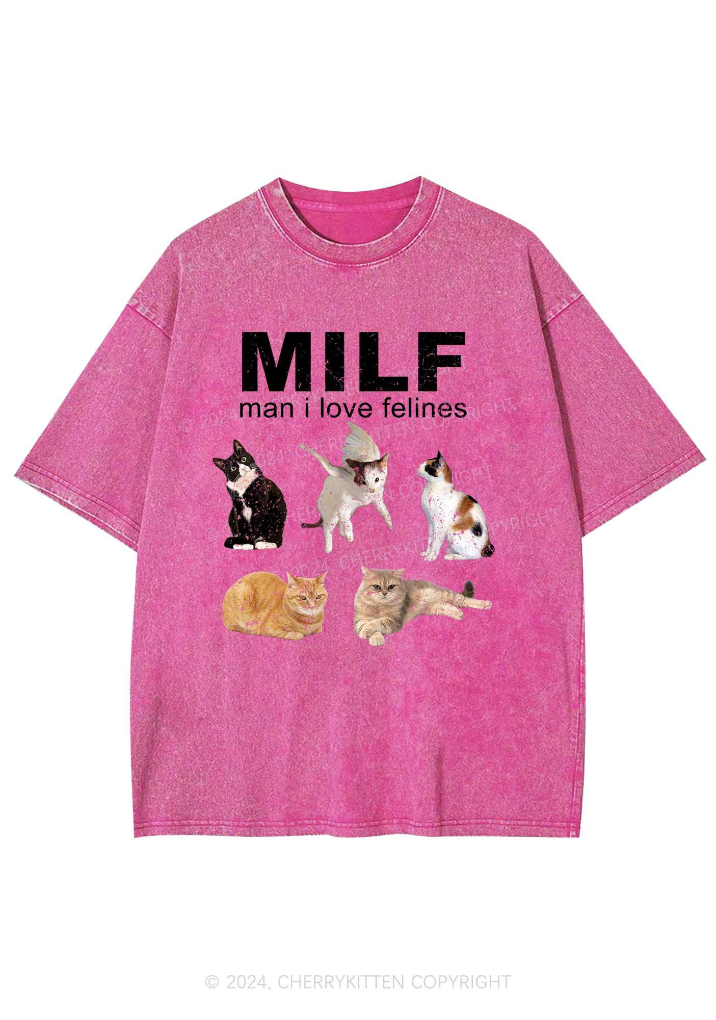 Mxxf Felines Y2K Washed Tee Cherrykitten