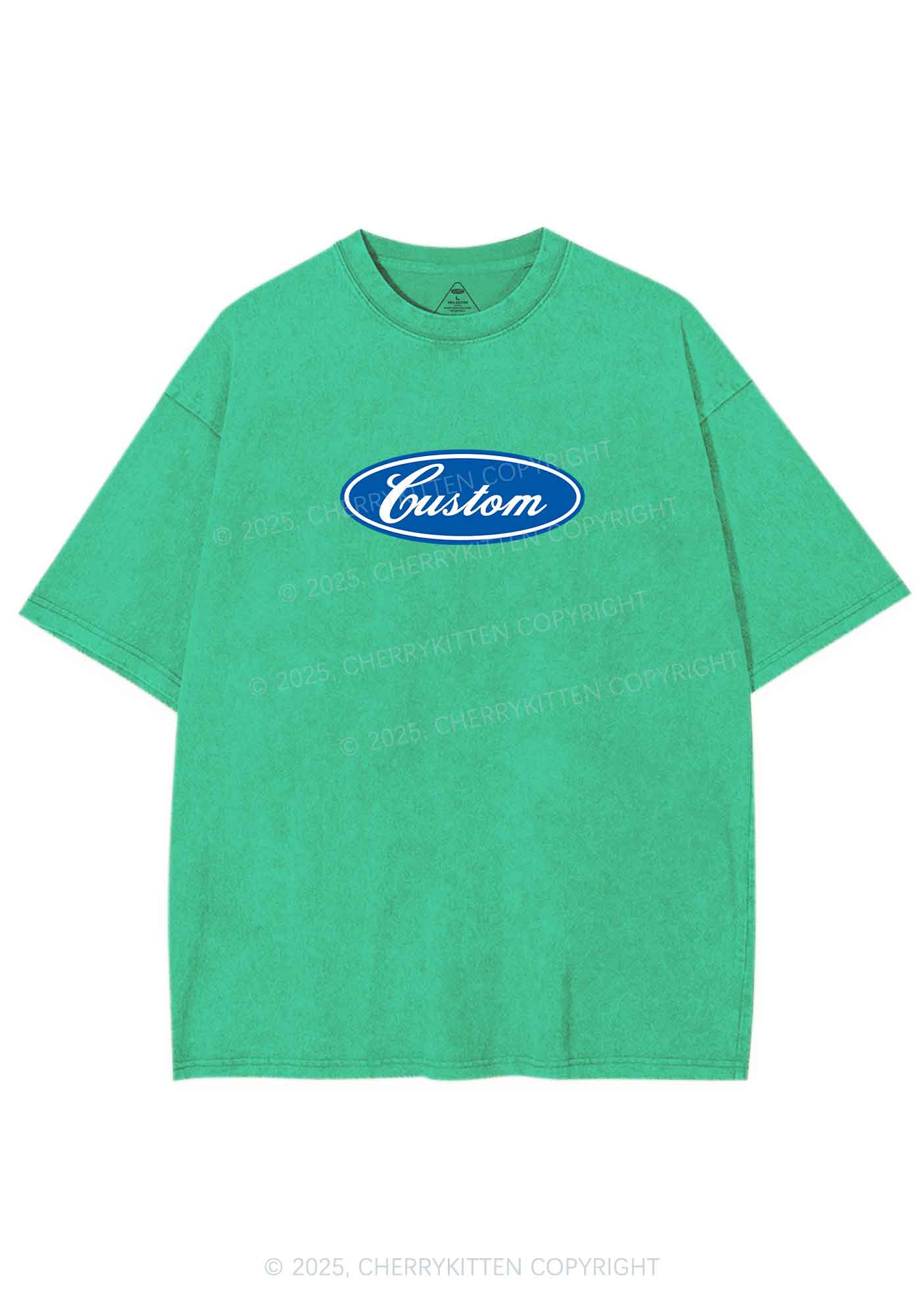 Oval Custom Text Y2K Shirts Washed Tee Cherrykitten