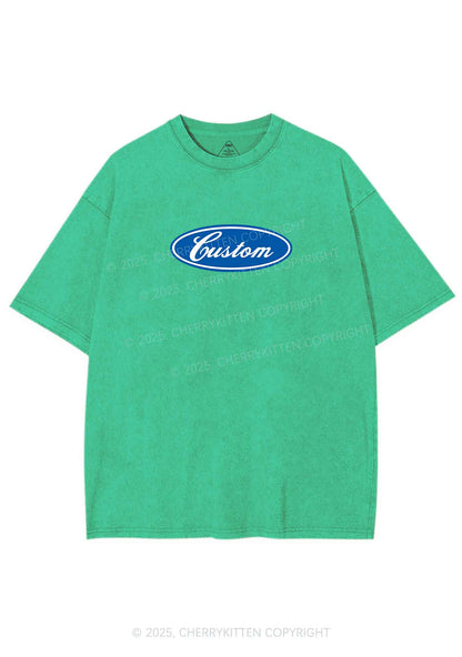 Oval Custom Text Y2K Shirts Washed Tee Cherrykitten