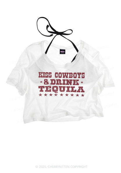 Kiss Cowboys Y2K Sheer Crop Tee Cherrykitten