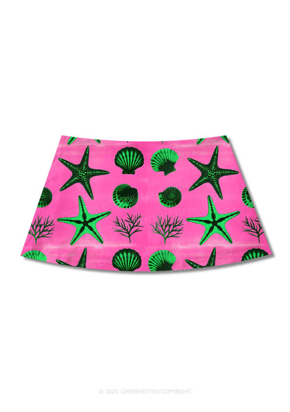 Sea Animals Y2K Print Mini Skirt Cherrykitten
