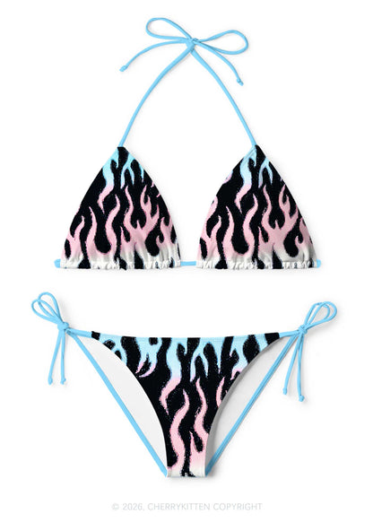 Trans Flame Pride Y2K Print Bikini Set Cherrykitten